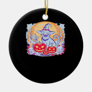 Halloween Cute Ghost Pumpkin Cat Classic T-Shirt Ceramic Ornament