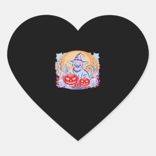 Halloween Cute Ghost Pumpkin Cat Classic T-Shirt Heart Sticker
