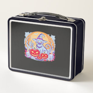 Halloween Cute Ghost Pumpkin Cat Classic T-Shirt Metal Lunch Box