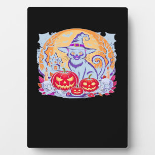 Halloween Cute Ghost Pumpkin Cat Classic T-Shirt Plaque