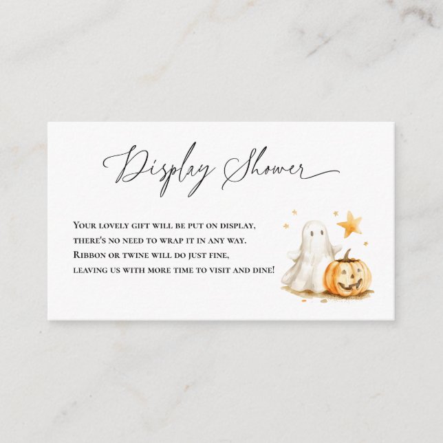 Halloween Cute Ghost Pumpkin  Display Baby Shower Enclosure Card (Front)