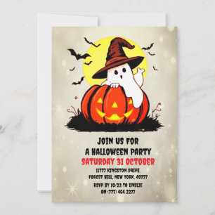 Halloween Cute Ghost Pumpkin Party Invitation 