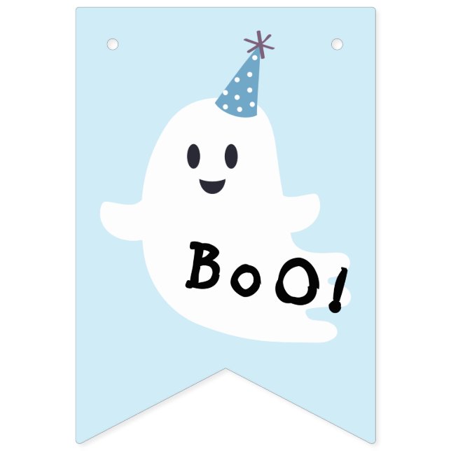 Halloween Cute Ghost Spooky One 1st Birthday Party Bunting (Sixteenth Flag)