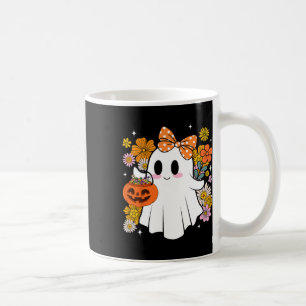 Halloween Cute Ghost Vintage Floral Trick Or Treat Coffee Mug