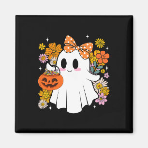 Halloween Cute Ghost Vintage Floral Trick Or Treat Magnet
