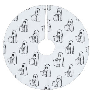 Halloween, Cute Ghost White, Trick Or Treat, Boo Brushed Polyester Tree Skirt