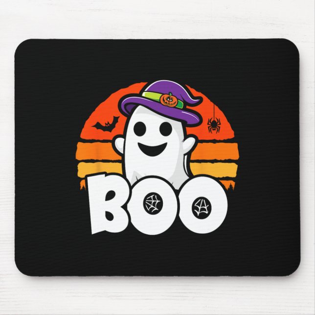 Halloween - Cute Ghost Witch - Boo - Funny Hallowe Mouse Pad (Front)