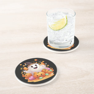Halloween: Cute Ghosts and Pumpkin Family Coaster
