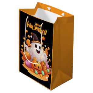 Halloween: Cute Ghosts and Pumpkin Family Medium Gift Bag
