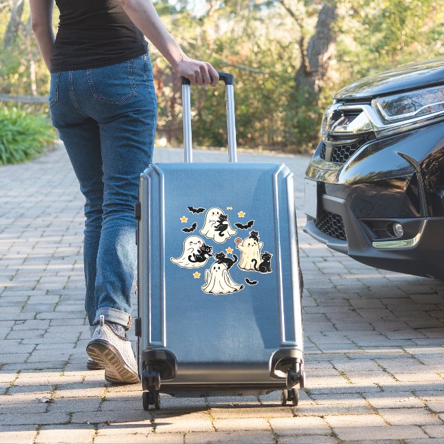 Halloween Cute Ghosts Bats Black Cats Oversized T- (Suitcase Insitu)