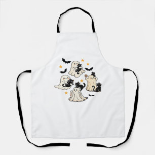 Halloween Cute Ghosts Bats Black Cats Oversized T- Apron