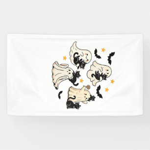 Halloween Cute Ghosts Bats Black Cats Oversized T- Banner