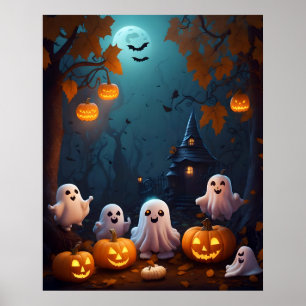 Halloween Cute Ghosts Poster