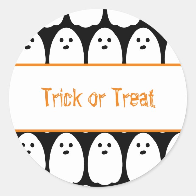 Halloween Cute Ghosts Trick or Treat Classic Round Sticker (Front)