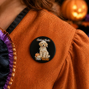 Halloween Cute Golden Retriever Mummy Tricks Black 3 Cm Round Badge