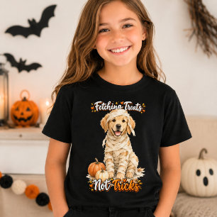 Halloween Cute Golden Retriever Mummy Tricks T-Shirt