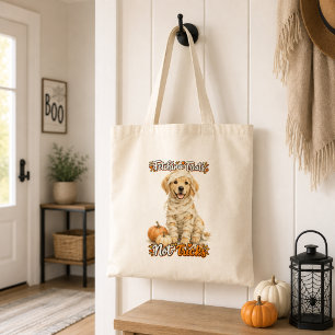 Halloween Cute Golden Retriever Mummy Tricks Tote Bag