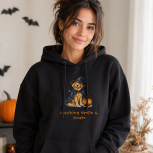 Halloween Cute Golden Retriever Wizard Spells Hoodie
