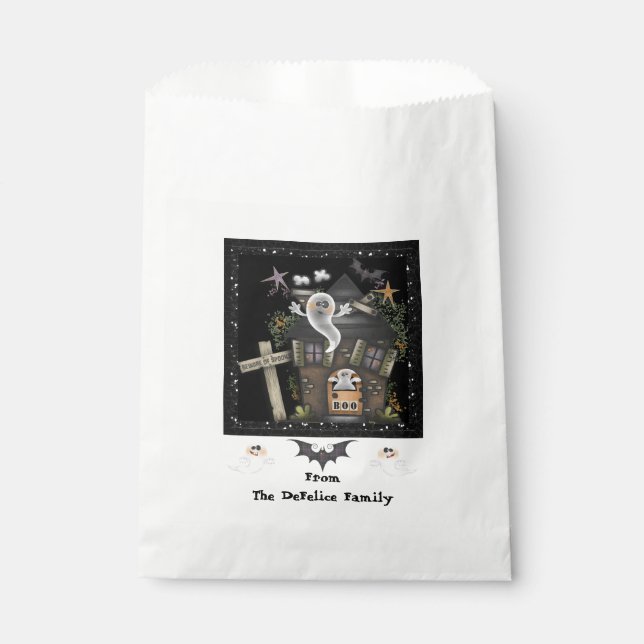 Halloween - Cute Haunted Ghost House (2) Favour Bag (Front)