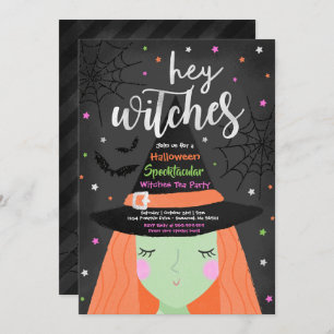 Halloween Cute Hey Witches Halloween Tea Party Invitation