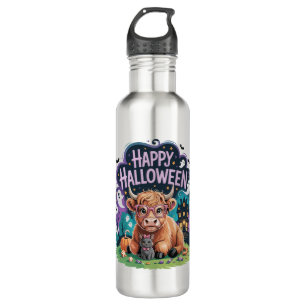 Halloween Cute Highland Cow (2) 710 Ml Water Bottle