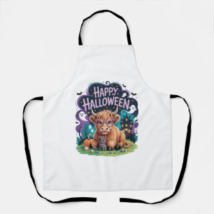 Halloween Cute Highland Cow (2) Apron