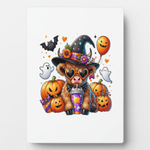 Halloween Cute Highland Cow Plaque