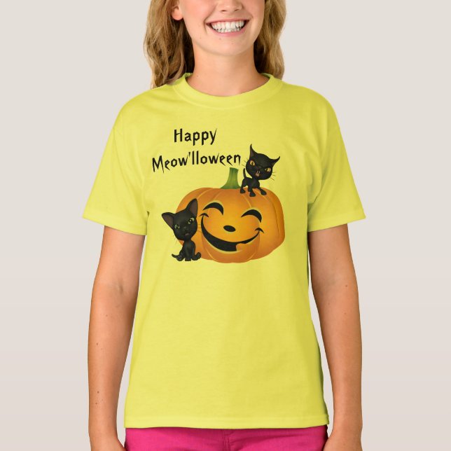 Halloween Cute Kitten Pumpkins Shirt (Front)