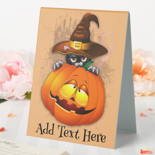 Halloween Cute Kitty Witch and Pumpkin Friend  (In SItu (Wedding))