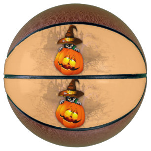 Halloween Cute Kitty Witch and Pumpkin Friend  Basketball