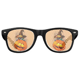 Halloween Cute Kitty Witch and Pumpkin Friend Retro Sunglasses