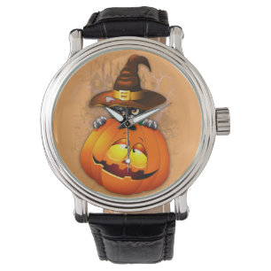 Halloween Cute Kitty Witch and Pumpkin Friend   Watch