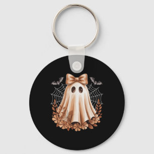 Halloween Cute Lace Ghost Bow Floral Spooky Women Key Ring