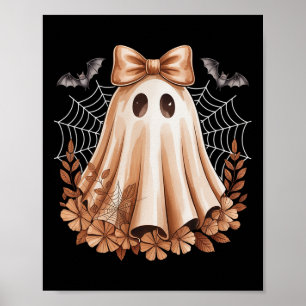 Halloween Cute Lace Ghost Bow Floral Spooky Women  Poster