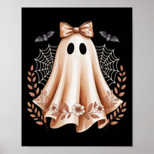 Halloween Cute Lace Ghost Bow Floral Spooky Women Poster