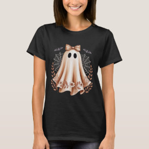 Halloween Cute Lace Ghost Bow Floral Spooky Women T-Shirt