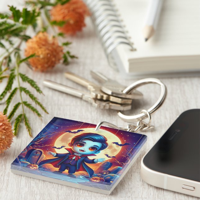 Halloween - cute little vampire key ring (Front Right)