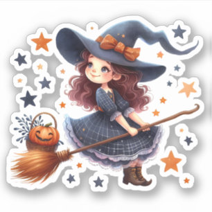 Halloween - Cute Little Witch and her Broom