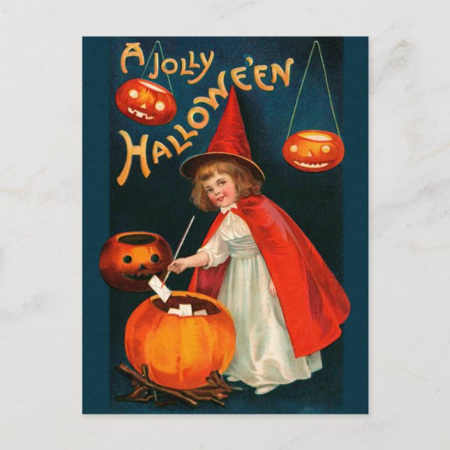 Halloween Cute little witch CC0670 Clapsaddle  Postcard (Front)