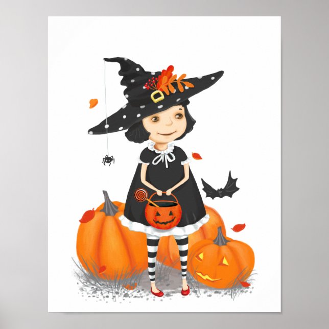 Halloween Cute Little Witch Poster (Front)