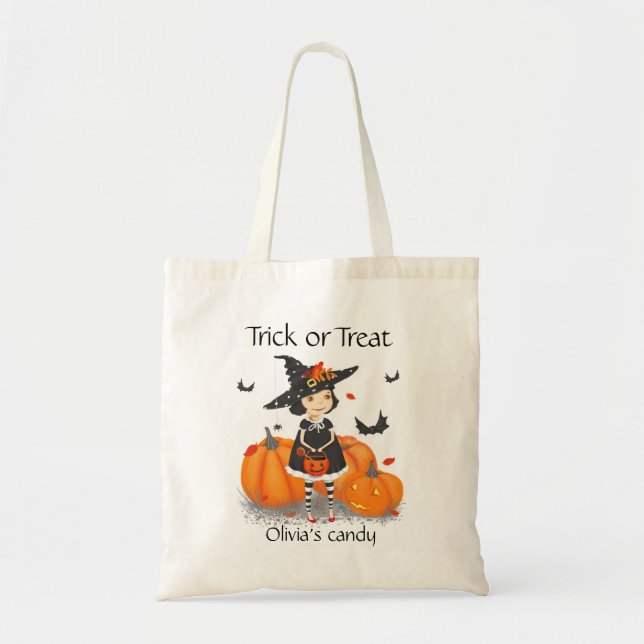 Halloween Cute Little Witch Tote Bag (Front)