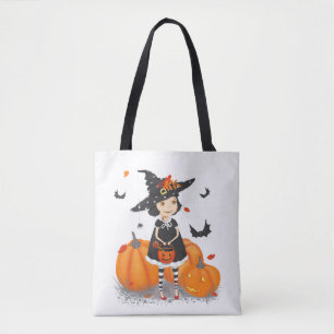 Halloween Cute Little Witch Tote Bag