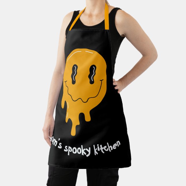 Halloween Cute Orange ghost ☜ Custom Apron (Insitu)