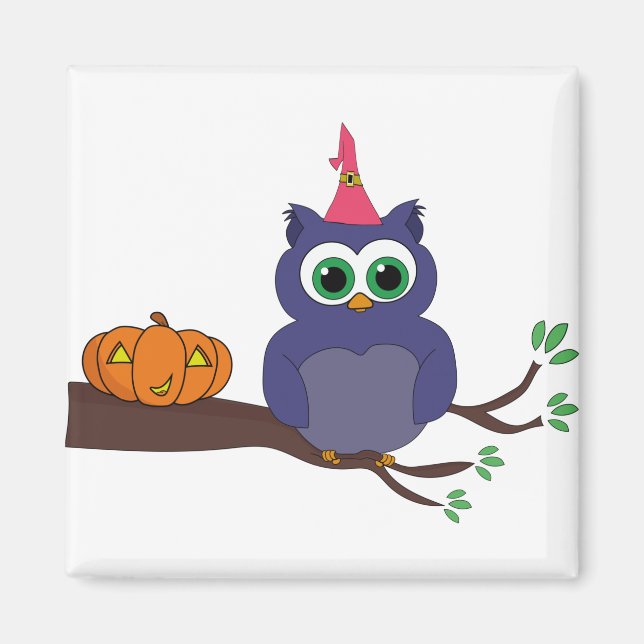 Halloween Cute Owl and a Pumpkin Magnet (Front)
