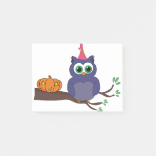 Halloween Cute Owl and a Pumpkin Post-it Notes