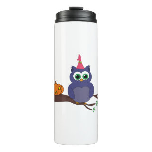 Halloween Cute Owl and a Pumpkin Thermal Tumbler