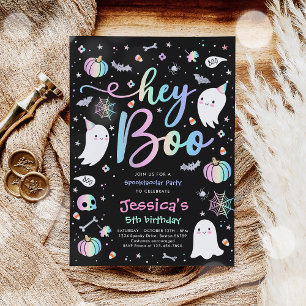 Halloween Cute Pink Ghost Birthday Spooktacular Invitation