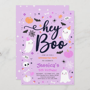 Halloween Cute Pink Ghost Birthday Spooktacular Invitation