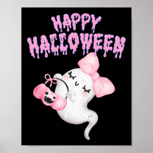 Halloween Cute Pink Ghost Fall Apparel Girls  Poster