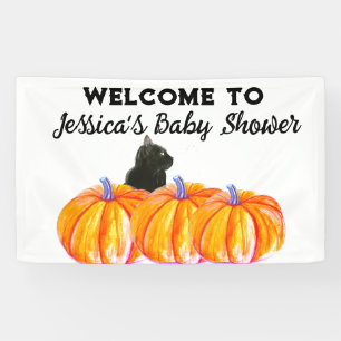 Halloween Cute Pumpkin Black cat Baby Shower Banner